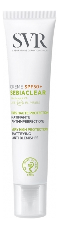 

Солнцезащитный матирующий крем для лица Sebiaclear Creme SPF50+ 40мл