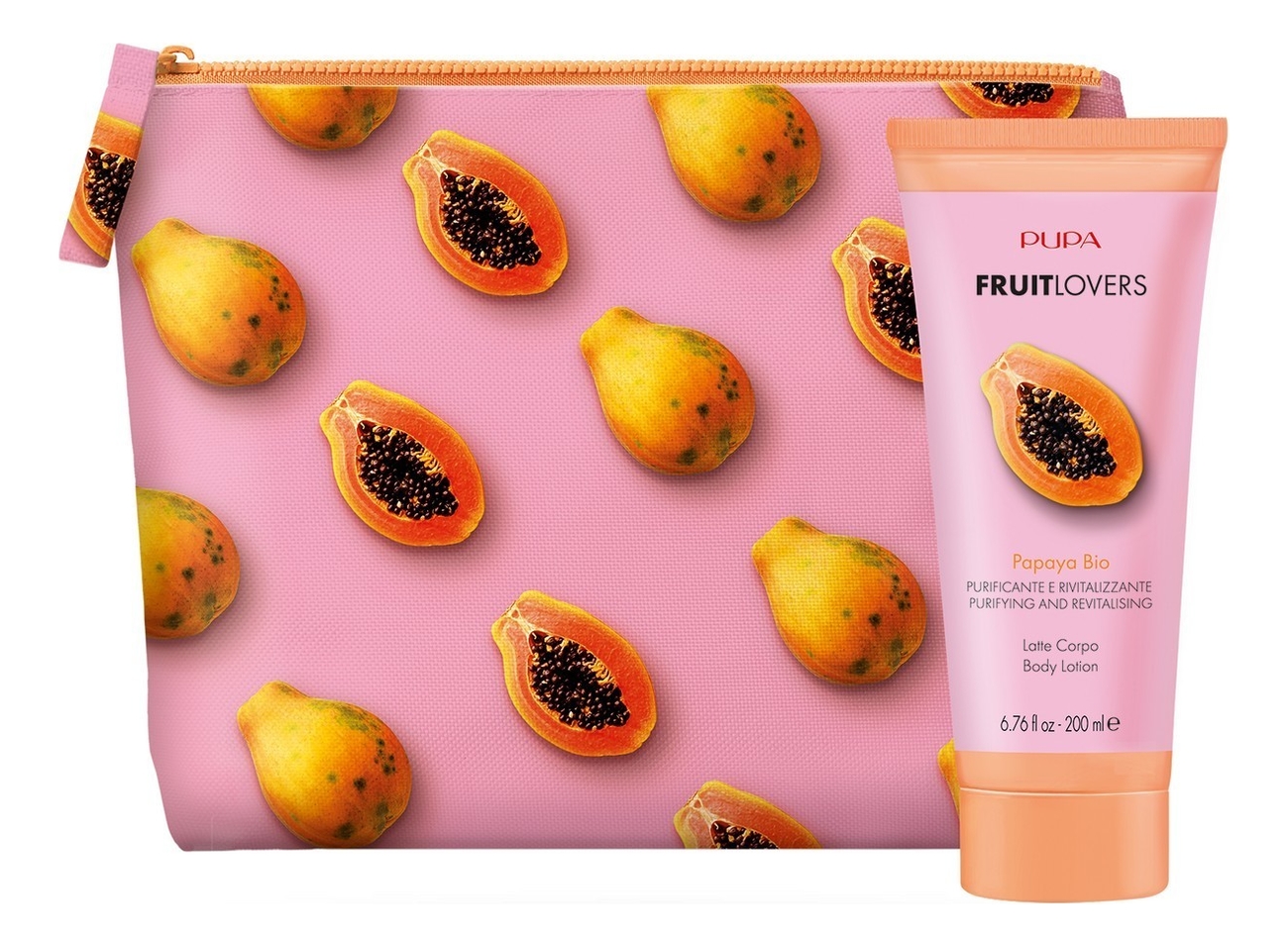 

Набор для тела Fruit Lovers Papaya Bio (молочко для душа 200мл + косметичка)