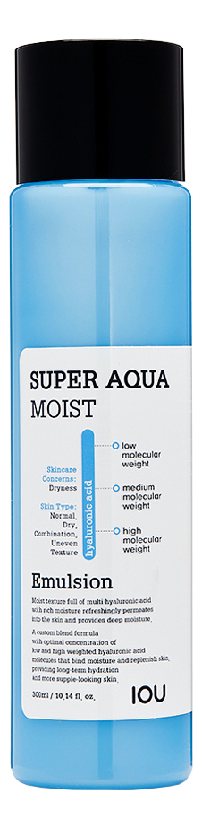 эмульсия для лица увлажняющая с гиалуроновой кислотой iou super aqua moist emulsion 300мл Эмульсия для лица увлажняющая с гиалуроновой кислотой IOU Super Aqua Moist Emulsion 300мл