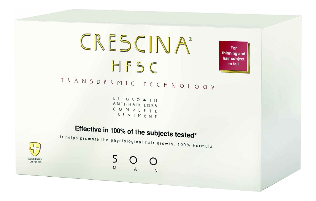 Купить Ампулы для восстановления роста волос HFSC Transdermic Re-Growth 500 Man: Ампулы 40*3, 5мл, Crescina