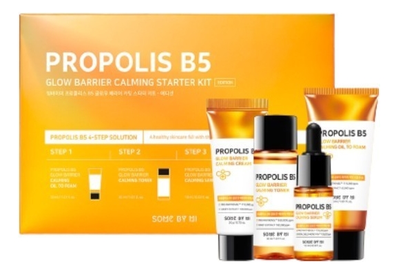 Набор для лица с прополисом Propolis B5 Glow Barrier Calming (тонер 30мл + масло-пенка 30мл + сыворотка 10мл + крем 20г) набор для лица с прополисом some by mi propolis b5 glow barrier calming тонер 30мл масло пенка 30мл сыворотка 10мл крем 20г