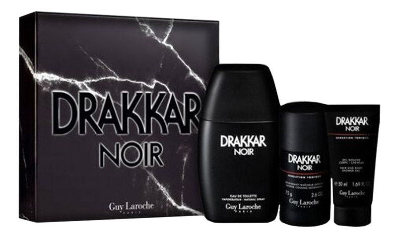 

Drakkar Noir: набор (т/вода 100мл + твердый дезодорант 75г + гель д/душа 50мл), Drakkar Noir