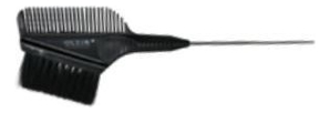 Кисть для окрашивания волос широкая волнистая щетина, с расческой, стальной хвостик 52мм 730352