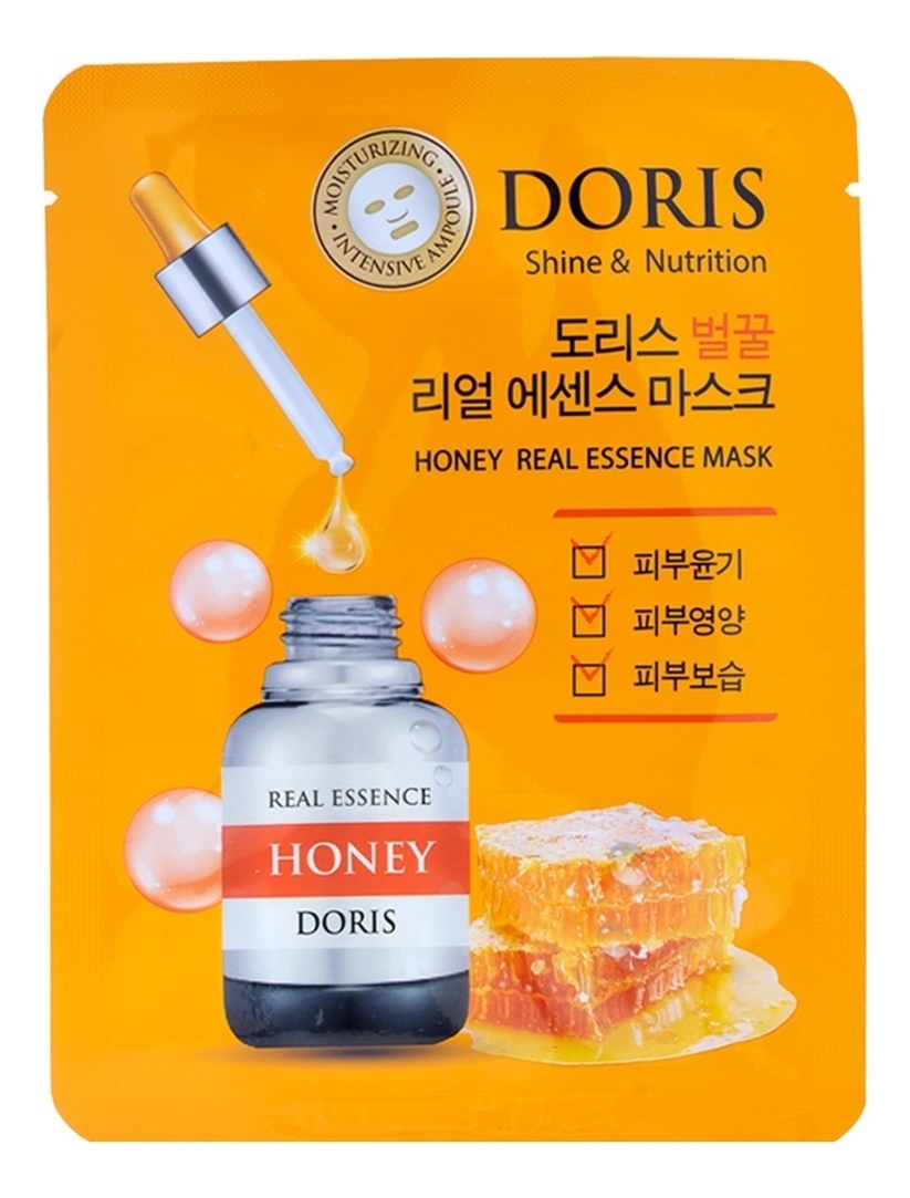 Тканевая маска для лица с медом Doris Honey Real Essence Mask 25мл: Маска 1шт тканевая маска для лица с медом doris honey real essence mask 25мл маска 1шт