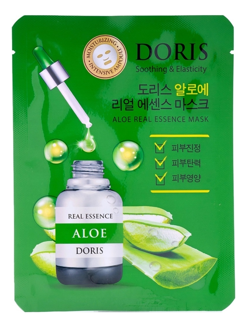 Тканевая маска для лица с экстрактом алоэ вера Doris Aloe Real Essence Mask 25мл: Маска 1шт тканевая маска для лица с экстрактом алоэ вера doris aloe real essence mask 25мл маска 1шт