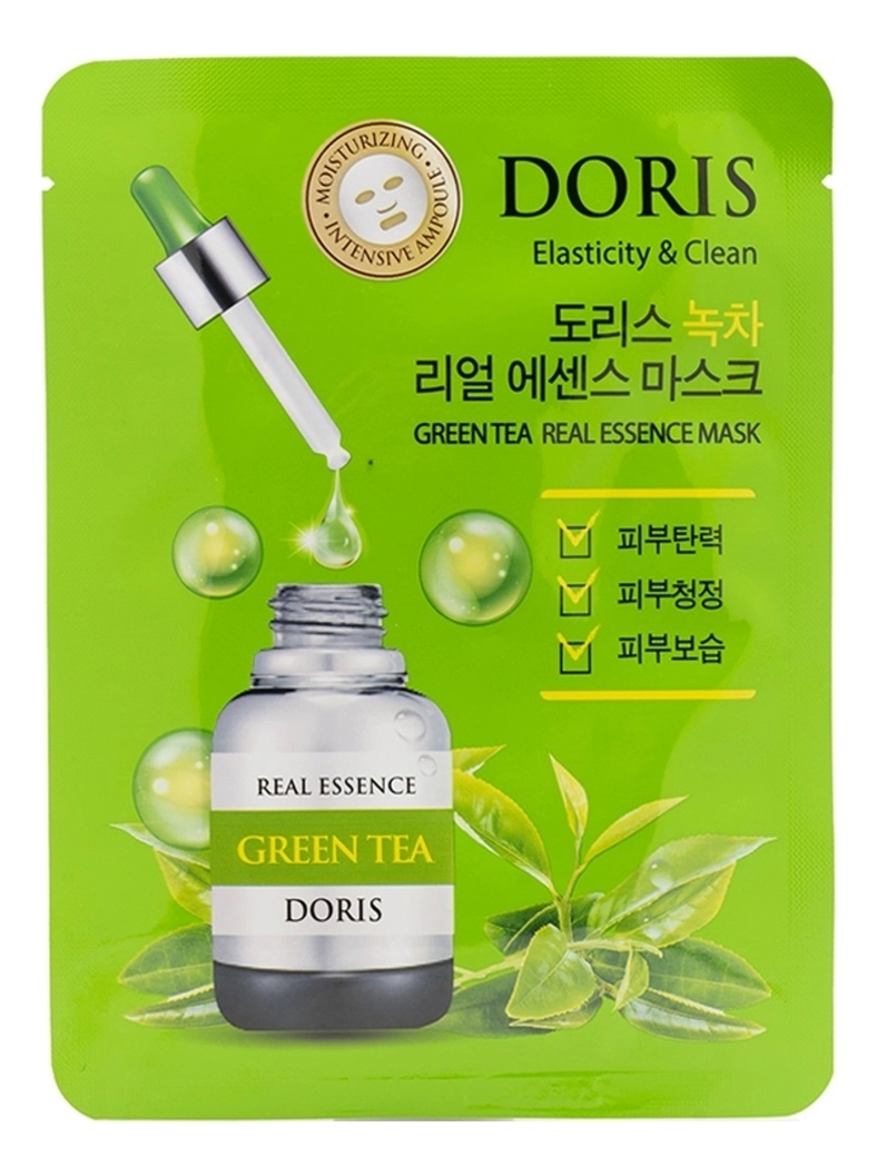 Тканевая маска для лица с экстрактом зеленого чая Doris Green Tea Real Essence Mask 25мл: Маска 1шт