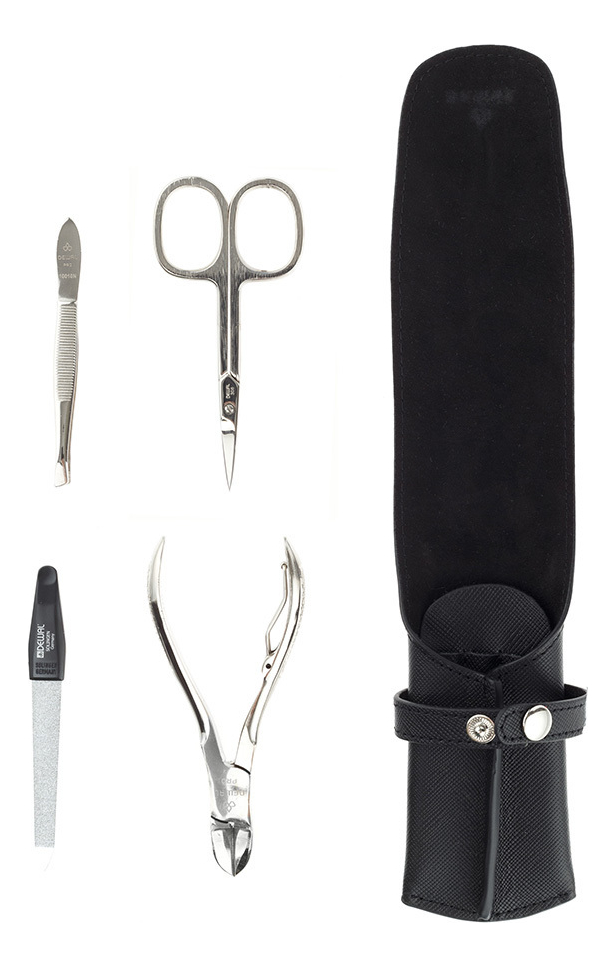 

Маникюрный набор 901BLACK (ножницы универсальные + пилка металлическая 9см + пинцет скошенный + кусачки д/кутикулы)