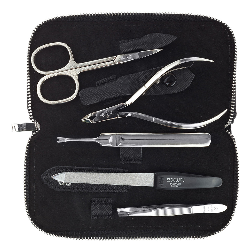 

Маникюрный набор 902BLACK (ножницы универсальные + пилка металлическая 12,5см + пинцет скошенный + кусачки д/кутикулы + удалитель кутикулы)