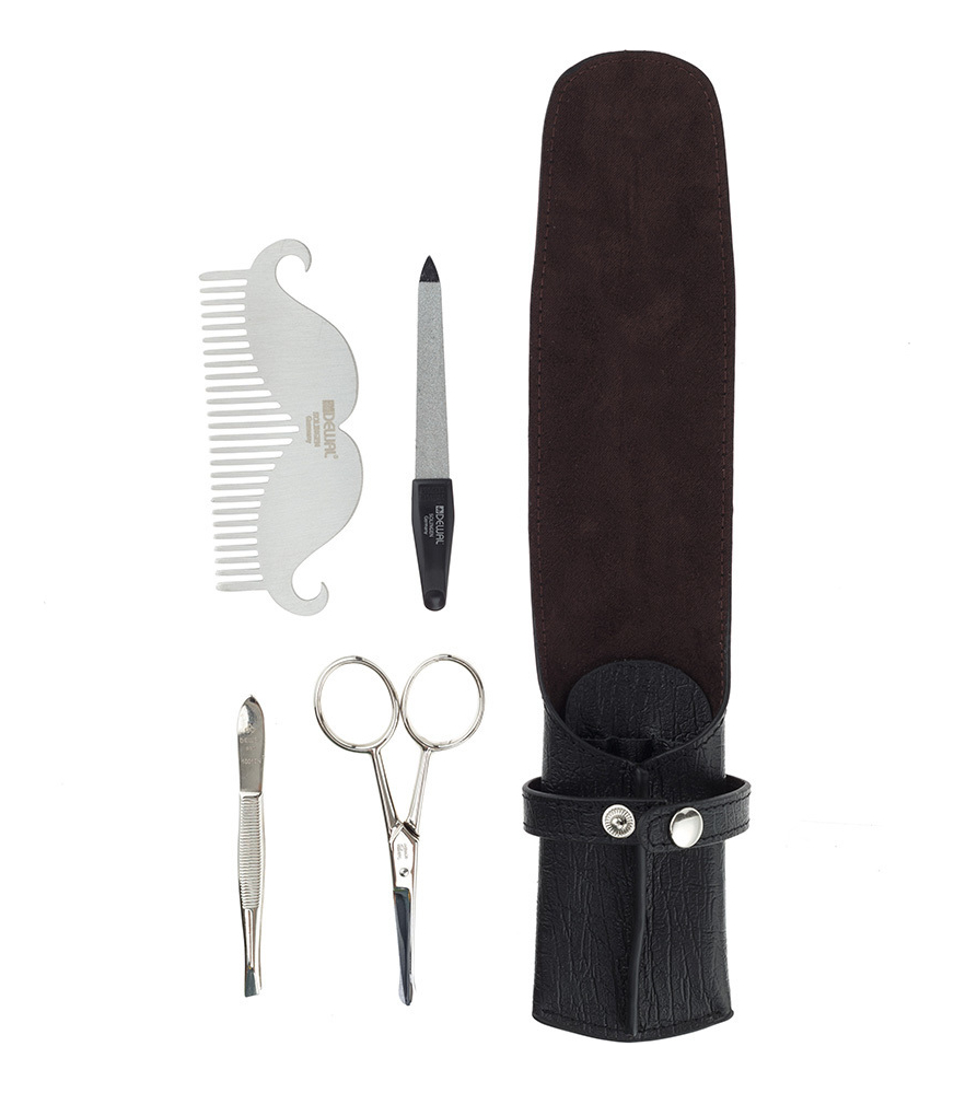 Набор для бороды, усов и ногтей For Men 1762MEN-B (ножницы + расческа + пилка металлическая 9см + пинцет скошенный)