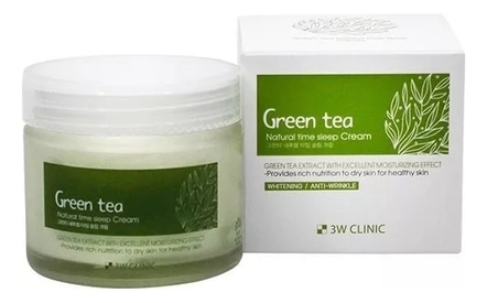 3W CLINIC Ночной крем для лица с экстрактом зеленого чая Green Tea Natural Time Sleep Cream 70г