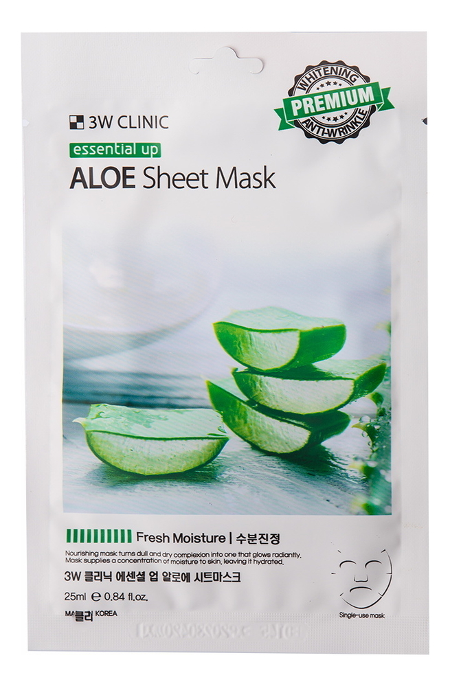 Тканевая маска для лица с экстрактом алоэ вера Essential Up Aloe Sheet Mask 25мл: Маска 1шт
