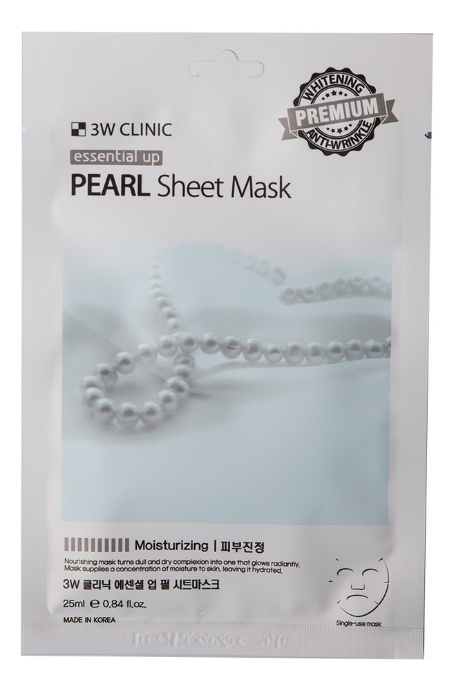 Тканевая маска для лица с экстрактом жемчуга Essential Up Pearl Sheet Mask 25мл: Маска 1шт тканевая маска для лица с экстрактом жемчуга essential up pearl sheet mask 25мл маска 1шт