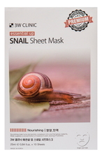 3W CLINIC Тканевая маска для лица с муцином улитки Essential Up Snail Sheet Mask 25мл