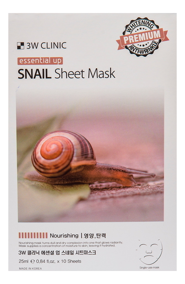 Тканевая маска для лица с муцином улитки Essential Up Snail Sheet Mask 25мл: Маска 1шт