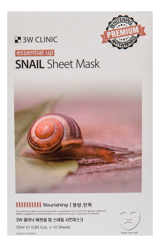 

Тканевая маска для лица с муцином улитки Essential Up Snail Sheet Mask 25мл: Маска 1шт, Тканевая маска для лица с муцином улитки Essential Up Snail Sheet Mask 25мл