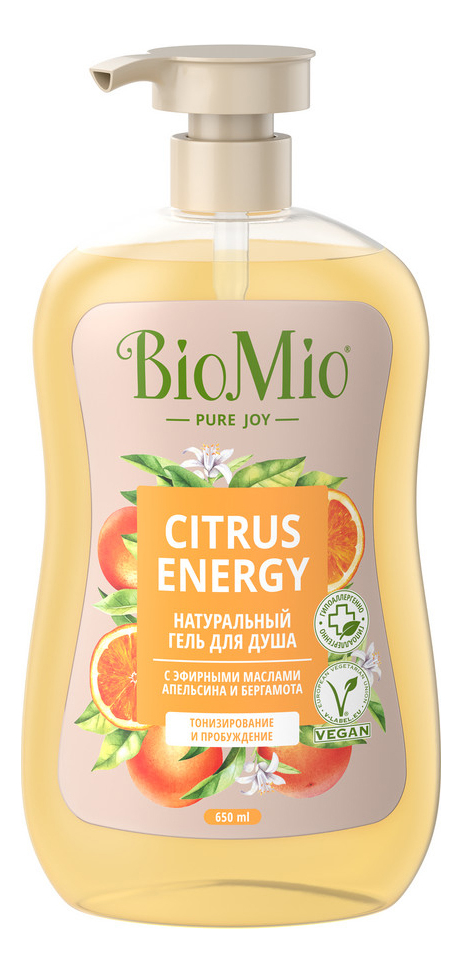 Натуральный гель для душа с эфирными маслами апельсина и бергамота Citrus Energy 650мл