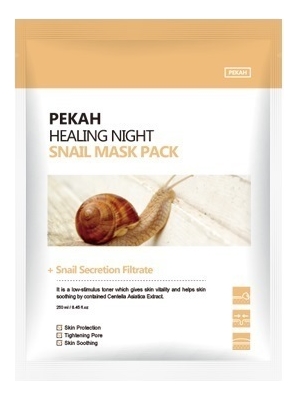 Восстанавливающая тканевая маска с экстрактом муцина улитки Healing Night Snail Mask Pack 25мл: Маска 1шт