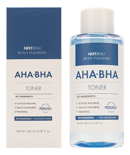 Отшелушивающий пилинг-тонер с кислотами Wish Planner AHA BHA Peeling Toner 200мл