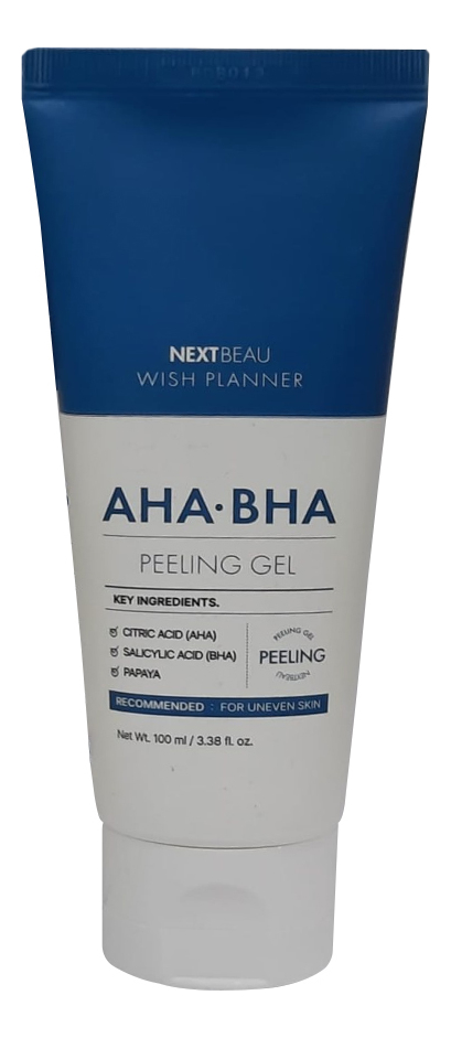 Отшелушивающий пилинг-гель с кислотами Wish Planner AHA BHA Peeling Gel 100мл nextbeau wish planner aha bha peeling toner