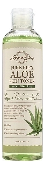 Успокаивающий тонер с экстрактом алоэ вера и кислотами Pure Plex Aloe Skin Toner 250мл обновляющий тонер с муцином улитки и кислотами pure plex snail skin toner 250мл