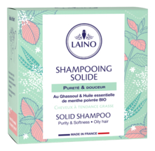 Laino Твердый шампунь для волос Shampooing Solide 60г (глина гассул, масло мяты)