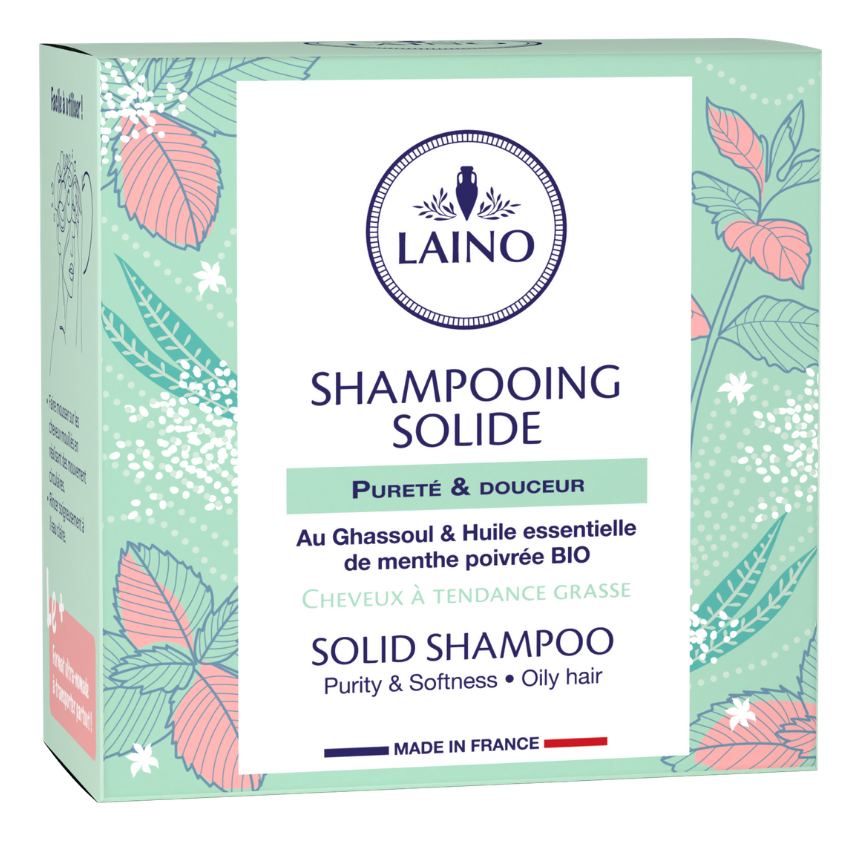 

Твердый шампунь для волос Shampooing Solide 60г (глина гассул, масло мяты)