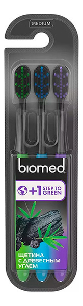 цена Зубная щетка Biomed Black Medium 3шт