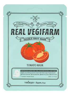 Тканевая маска для лица с экстрактом томата Super Food Real Vegifarm Double Shot Mask Tomato 23мл