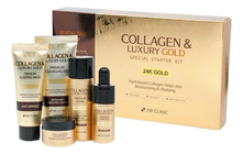 3W CLINIC Набор для лица с коллагеном и золотом Collagen & Luxury Gold Special Starter (гель 30мл + тонер 30мл + сыворотка 10мл + крем 10мл + ночная маска 20мл)