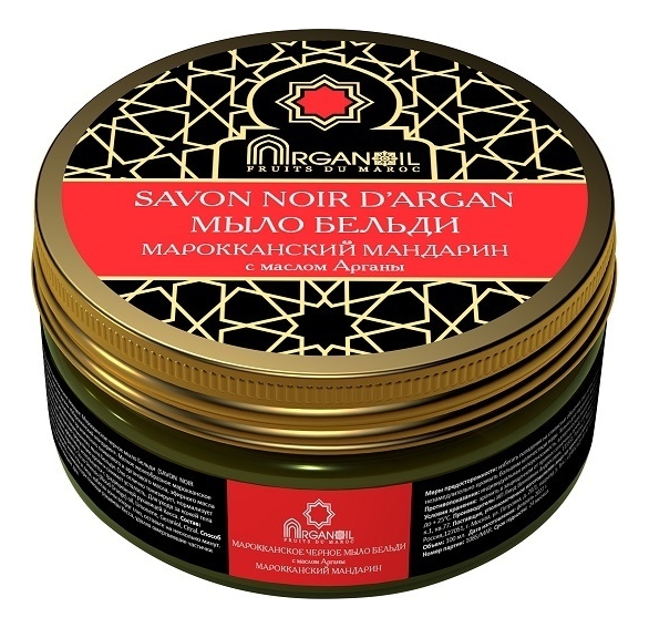 Черное мыло Бельди с маслом арганы Марокканский мандарин Fruits Du Maroc Savon Noir D'Argan: Мыло 100мл