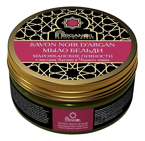 черное мыло бельди с маслом арганы марокканский мандарин fruits du maroc savon noir d argan мыло 100мл Черное мыло Бельди с маслом арганы и черного тмина Марокканские пряности Fruits Du Maroc Savon Noir D'Argan: Мыло 100мл