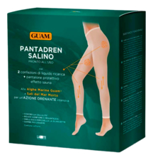 GUAM Набор для дренажного солевого обертывания Pantadren Salino (тканевые пропитанные штаны 1шт + жидкость для пропитки 2*100мл + полиэтиленовые штаны с эффектом сауны 1шт)