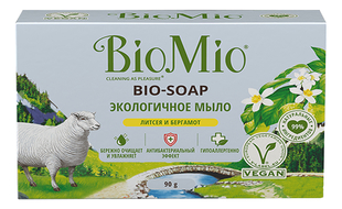 Экологичное туалетное мыло BIO-SOAP с эфирными маслами литсея кубебы и бергамота 90г