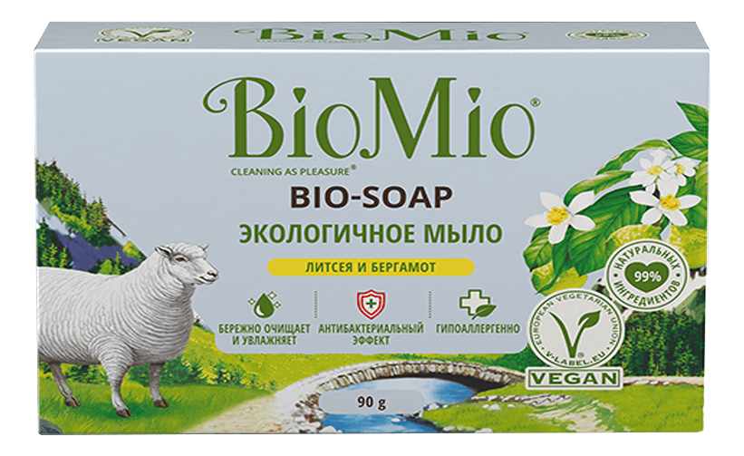 цена Экологичное туалетное мыло BIO-SOAP с эфирными маслами литсея кубебы и бергамота 90г