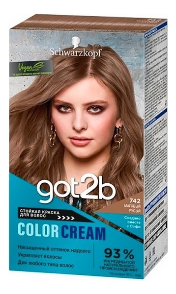 

Стойкая краска для волос Color Cream 142,5мл: 742 Матовый русый, Стойкая краска для волос Color Cream 142,5мл