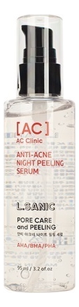 Сыворотка-пилинг для лица с кислотами AC Clinic Anti-Acne Night Peeling Serum AHA, BHA, PHA 95мл сыворотка пилинг для лица с кислотами ac clinic anti acne night peeling serum aha bha pha 95мл