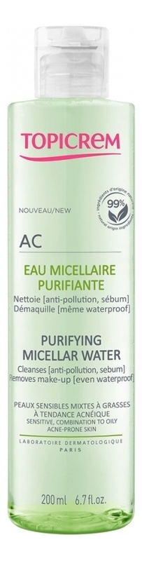 Очищающая мицеллярная вода AC Eau Micellaire Purifiante: Вода 400мл a derma phys ac очищающая мицеллярная вода eau micellaire purifiante 200 мл