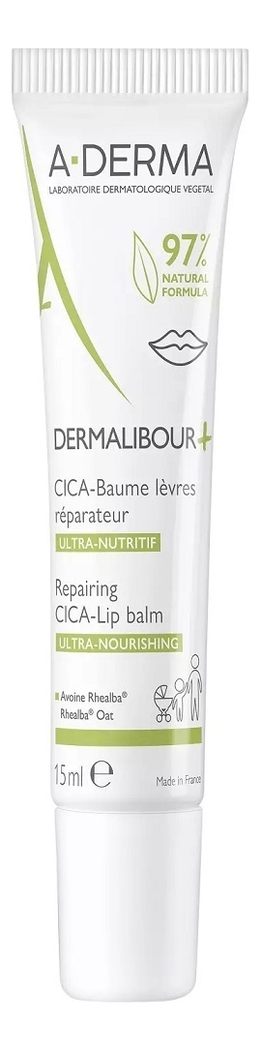 Восстанавливающий бальзам для губ Dermalibour+ Cica-Baume Levres 15мл