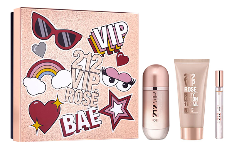 

212 VIP Rose: набор (п/вода 80мл + п/вода 10мл + лосьон д/тела 100мл), 212 VIP Rose