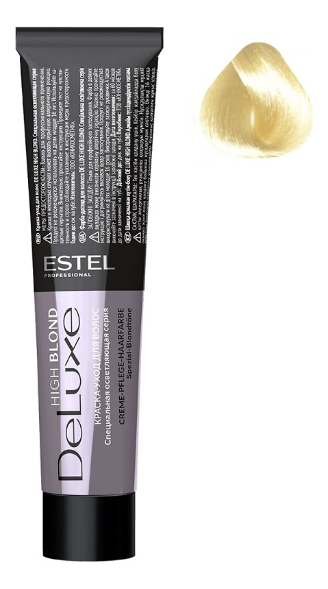 

Краска-уход для волос De Luxe High Blond 60мл: 113 Пепельно-золотистый блондин ультра, Краска-уход для волос De Luxe High Blond 60мл
