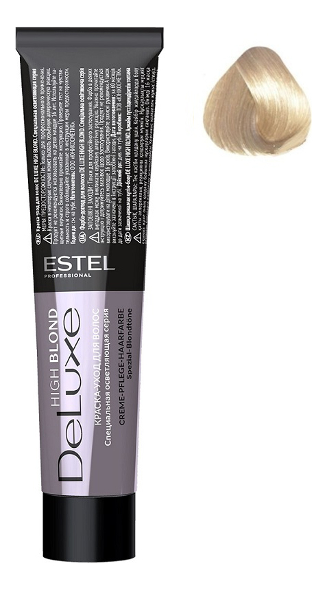 

Краска-уход для волос De Luxe High Blond 60мл: 118 Пепельно-жемчужный блондин ультра, Краска-уход для волос De Luxe High Blond 60мл
