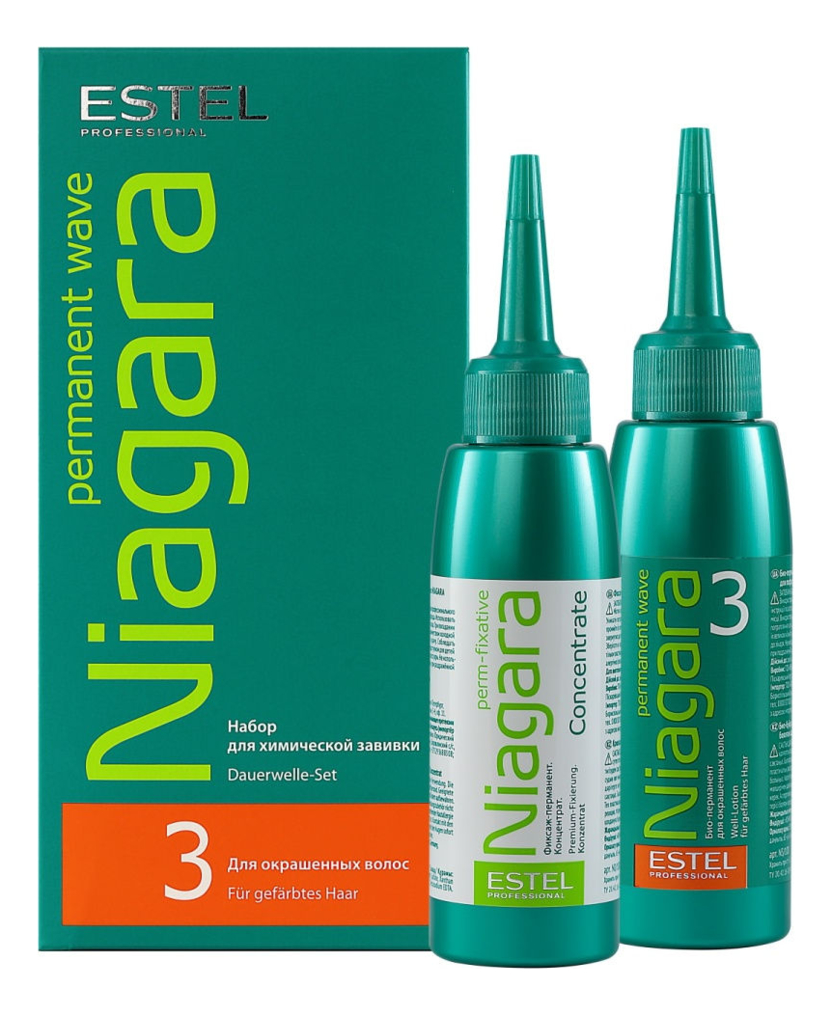 Набор для химической завивки окрашенных волос Niagara No3 2*100мл (фиксаж-перманент + био-перманент No3)