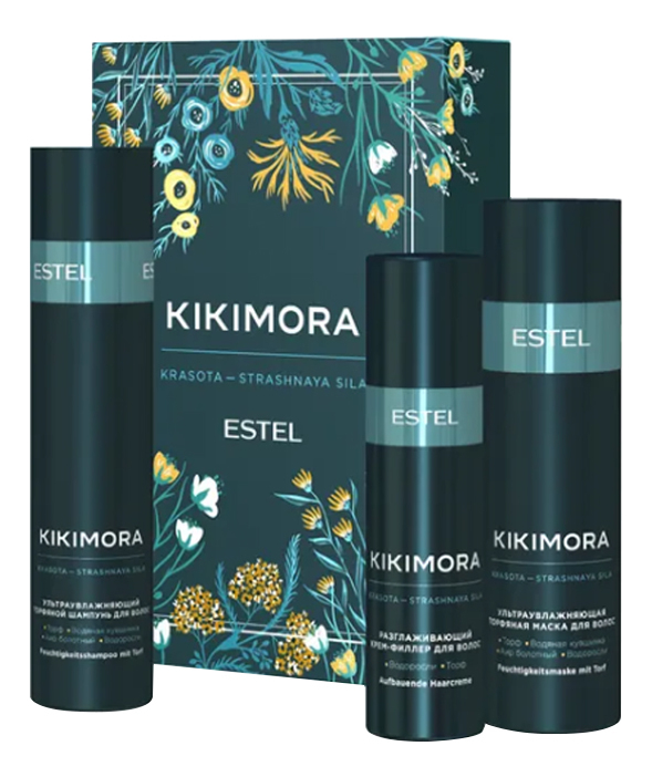 Набор для волос Kikimora (торфяной шампунь 250мл + торфяная маска 200мл + разглаживающий крем-филлер 100мл)