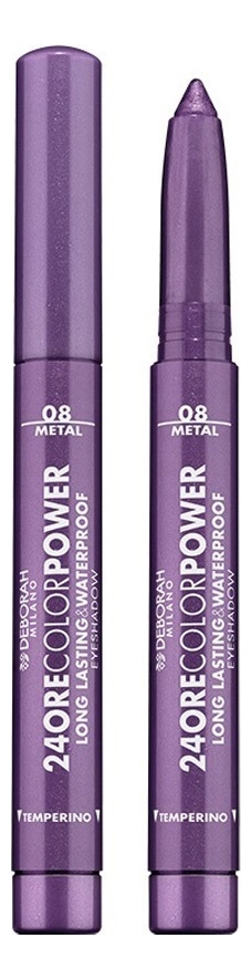 Стойкие тени для век в карандаше 24 Ore Color Power Eyeshadow 1,4г: 08 Deep Purple