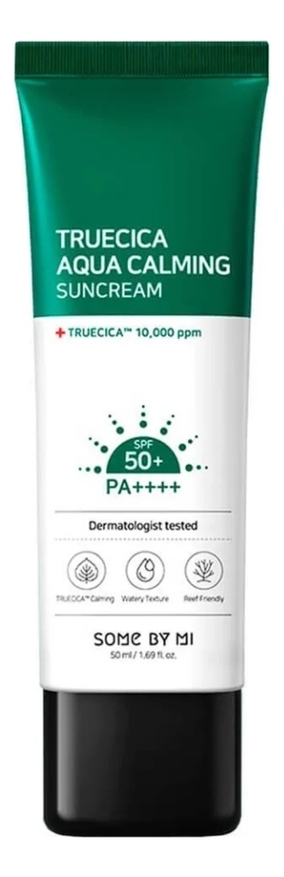 Солнцезащитный крем с экстрактом центеллы азиатской Truecica Aqua Calming Suncream SPF50+ PA++++ 50мл somebymi aqua calming suncream 50ml