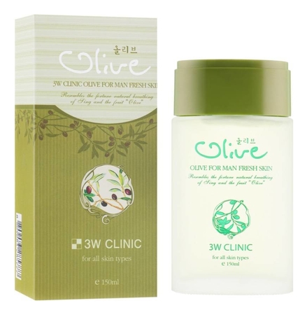 3W CLINIC Освежающий тоник для лица с экстрактом оливы Olive For Man Fresh Skin 150мл