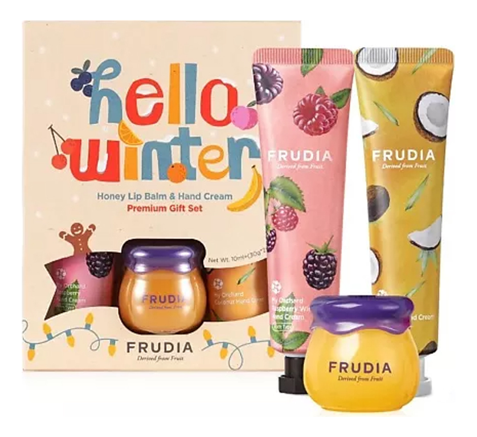 Набор Hello Winter №2 (бальзам для губ Honey Lip Balm 10мл + крем для рук My Orchard Raspberry Hand Cream 30г + крем для рук My Orchard Coconut Hand Cream 30г)