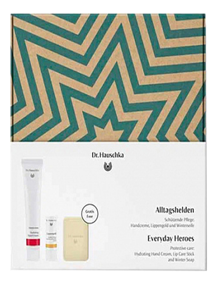 

Набор средств для ухода Незаменимые помощники Weihnachten Geschenkset Alltagshelden (мыло твердое 60г + крем для рук 50мл + гигиеническая помада 4,9мл)