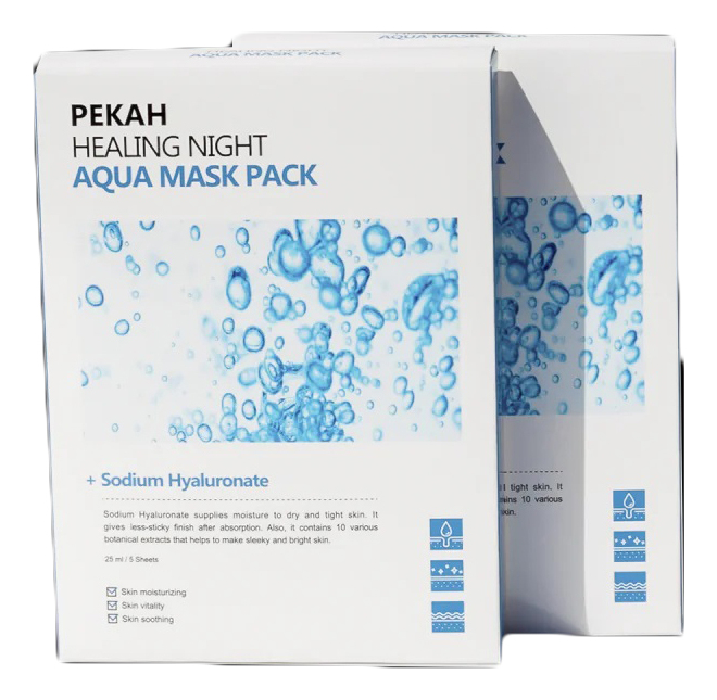 Увлажняющая тканевая маска с гиалуроновой кислотой Healing Night Aqua Mask Pack 25мл: Маска 5шт