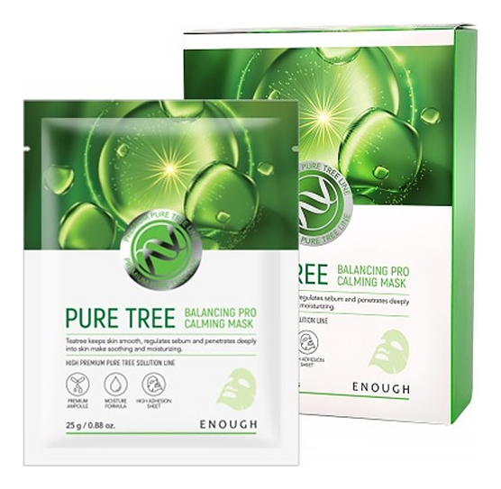 Успокаивающая тканевая маска с экстрактом чайного дерева Pure Tree Balancing Pro Calming Mask 25г: Маска 10 шт